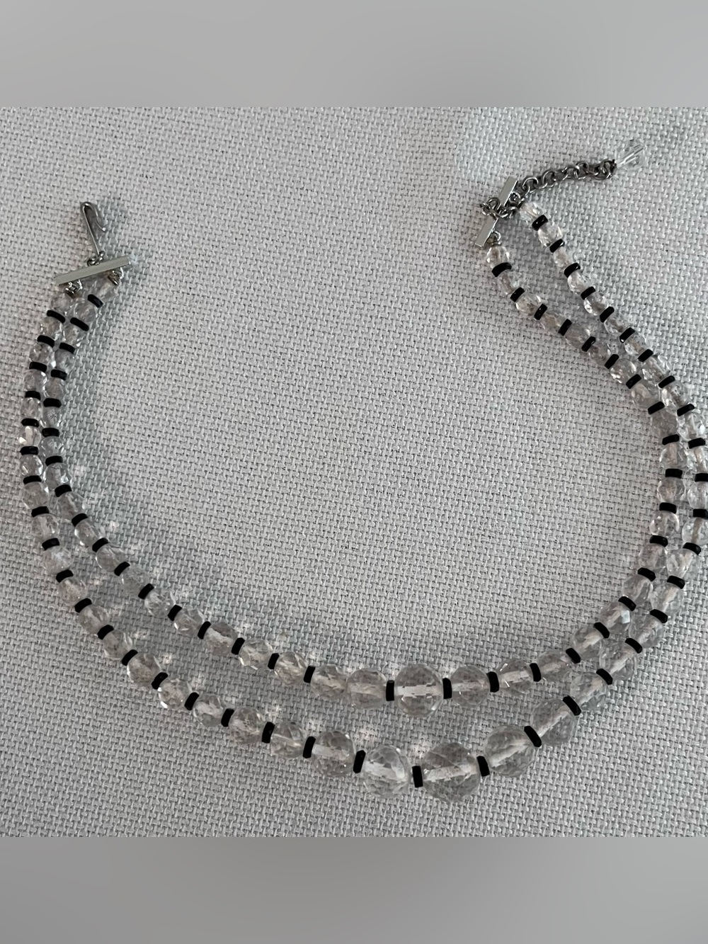 Charles A. Stevens vintage art deco double strand crystal necklace